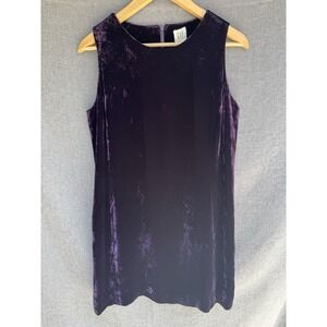 Y2K Dress Women M Purple Short Tank Velvet Sleeveless Lined GAP